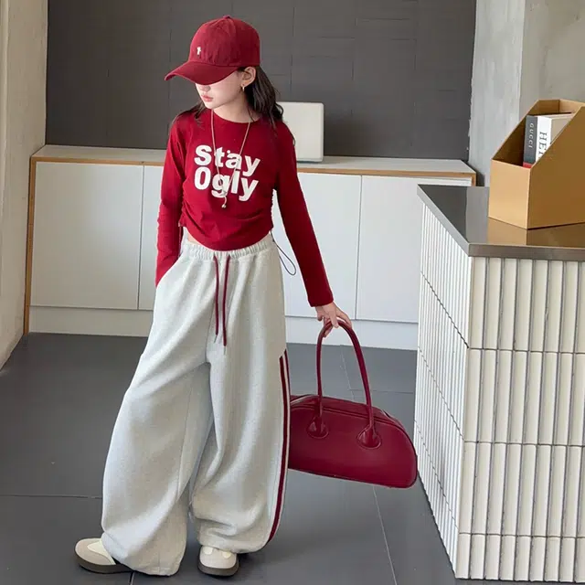 天才小熊休闲运动套装 女童春秋季拉条大童潮牌小孩衣服 小女孩短袖洋气时髦 舒适帅气轻便