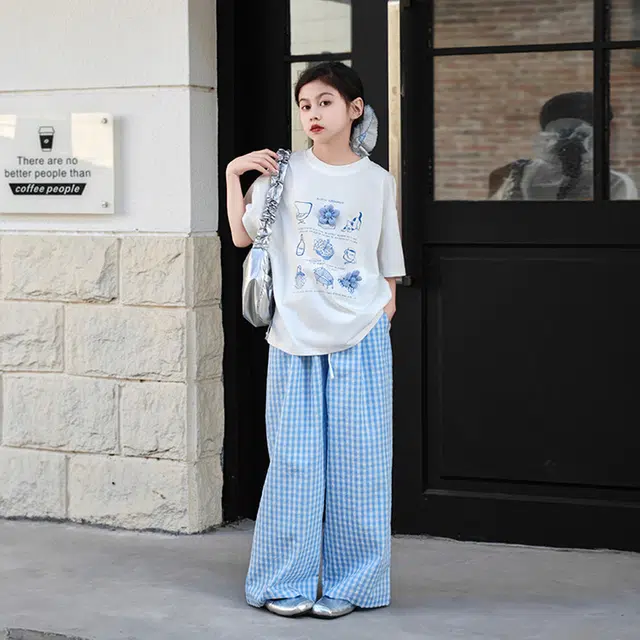 天才小熊休闲运动套装 女童夏季大童潮牌小孩衣服 小女孩 印花短袖 洋气时髦 漂亮 甜美