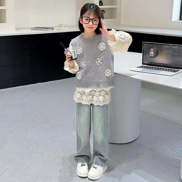 天才小熊休闲运动套装 女童春秋季大童潮牌小孩衣服 小女孩短袖洋气时髦 舒适帅气轻便 亲肤