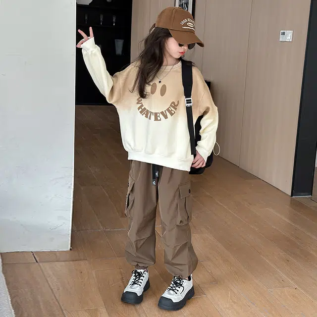 天才小熊休闲运动套装 女童春秋季大童潮牌小孩衣服 小女孩短袖洋气时髦 舒适帅气轻便时尚潮流百搭