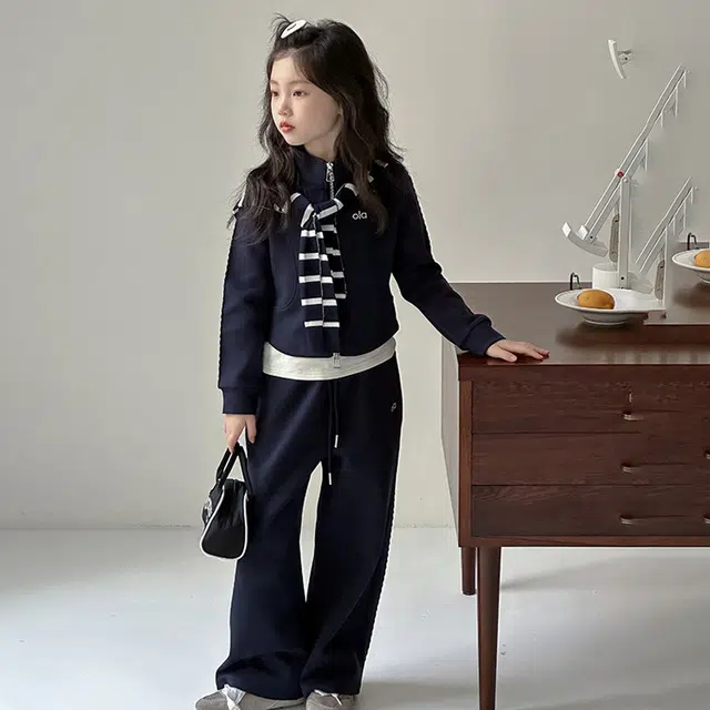 天才小熊休闲运动套装 女童春秋季条纹披肩立领大童潮牌小孩衣服 小女孩短袖洋气时髦 舒适帅气轻便