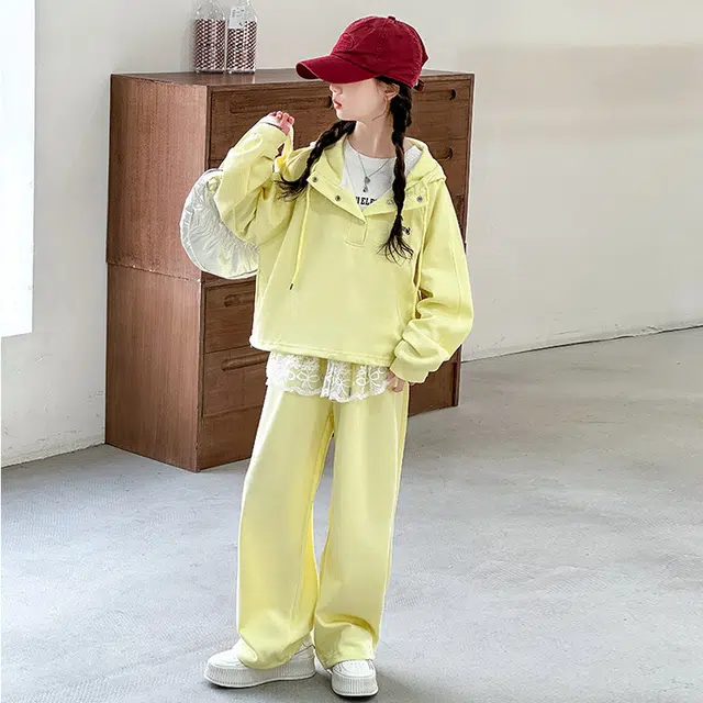 天才小熊休闲运动套装  女童春秋季时尚卡通大童潮牌小孩衣服 小女孩短袖洋气时髦 舒适帅气轻便