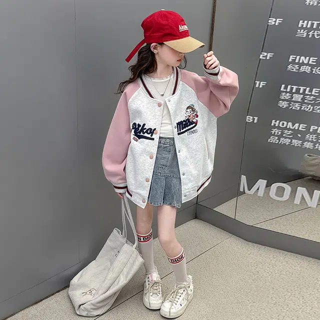 天才小熊休闲运动套装 女童春秋季棒球大童潮牌小孩衣服 小女孩短袖洋气时髦 舒适帅气轻便