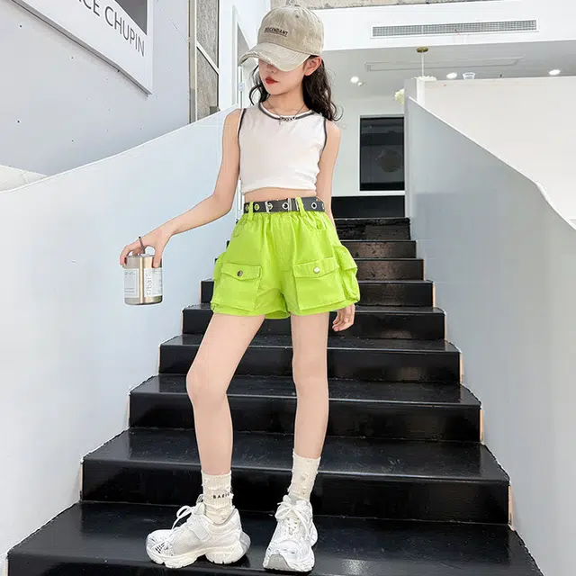 天才小熊女童夏季运动裤大童潮牌小孩衣服 青少年 网红多口袋工装短裤 洋气时髦 韩版直筒板