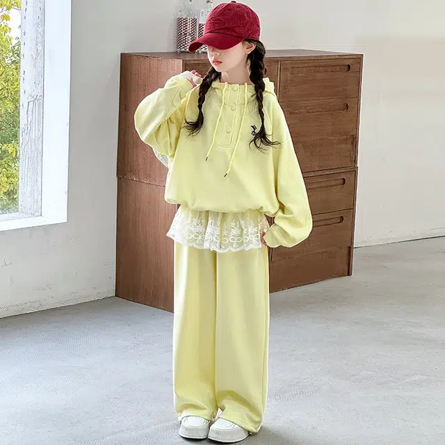 天才小熊休闲运动套装  女童春秋季时尚卡通大童潮牌小孩衣服 小女孩短袖洋气时髦 舒适帅气轻便