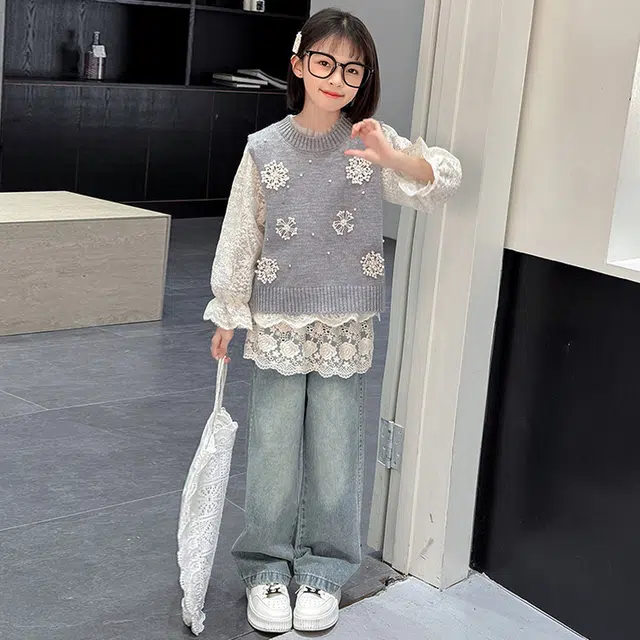 天才小熊休闲运动套装 女童春秋季大童潮牌小孩衣服 小女孩短袖洋气时髦 舒适帅气轻便 亲肤