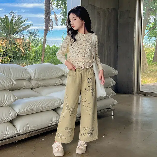 天才小熊休闲运动套装 女童夏季大童潮牌小孩衣服 小女孩短袖洋气时髦 漂亮 甜美 时尚 儿童款