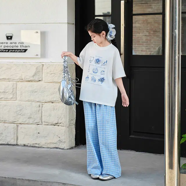 天才小熊休闲运动套装 女童夏季大童潮牌小孩衣服 小女孩 印花短袖 洋气时髦 漂亮 甜美