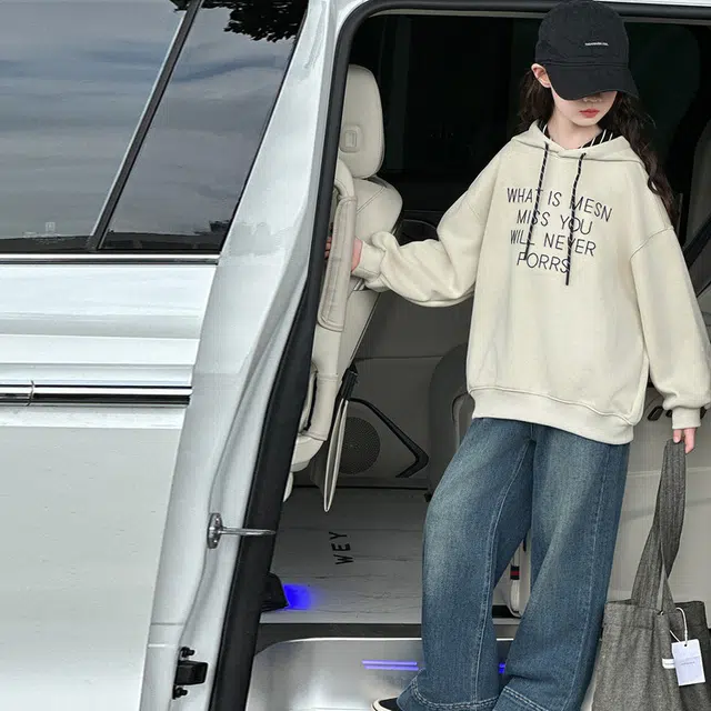 天才小熊休闲运动套装 女童春秋季连帽卫衣牛仔大童潮牌小孩衣服 小女孩短袖洋气时髦 舒适帅气轻便