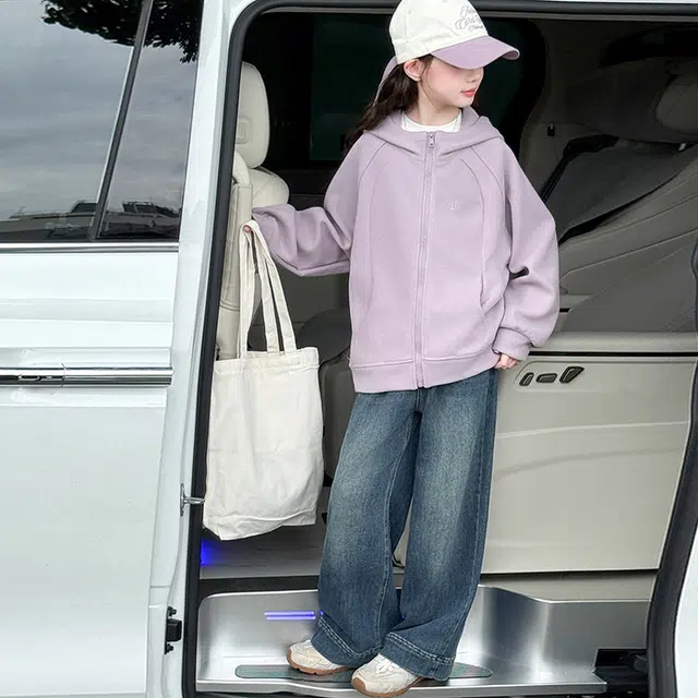 天才小熊休闲运动套装 女童春秋季连帽外套牛仔大童潮牌小孩衣服 小女孩短袖洋气时髦 舒适帅气轻便