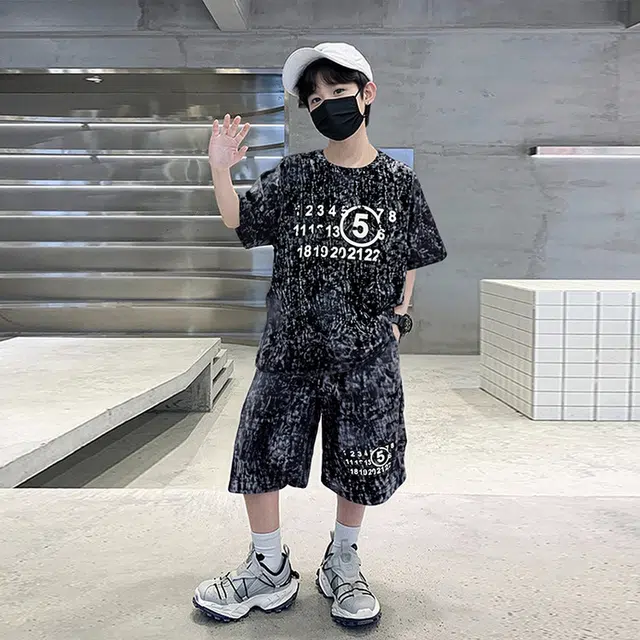 天才小熊休闲运动套装  男童夏季大童潮牌小孩衣服 小男孩短袖洋气时髦 舒适帅气轻便