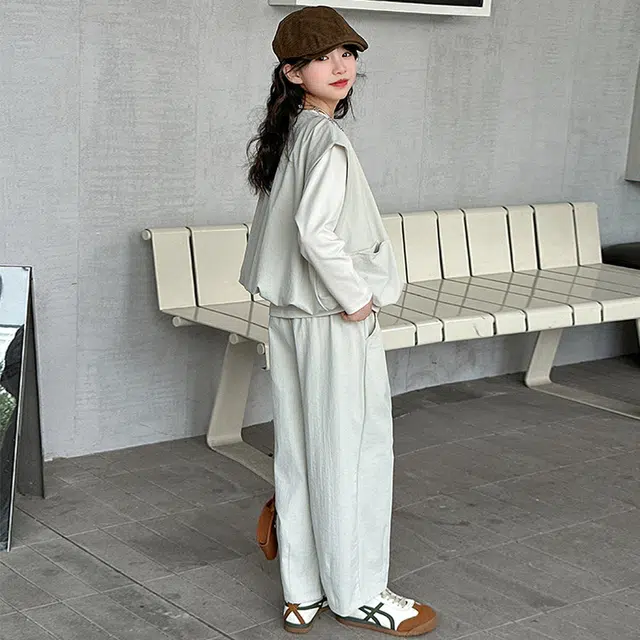 天才小熊休闲运动套装 女童春秋季韩版时尚大童潮牌小孩衣服 小女孩短袖洋气时髦 舒适帅气轻便