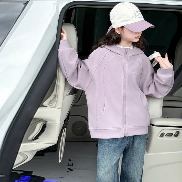 天才小熊休闲运动套装 女童春秋季连帽外套牛仔大童潮牌小孩衣服 小女孩短袖洋气时髦 舒适帅气轻便