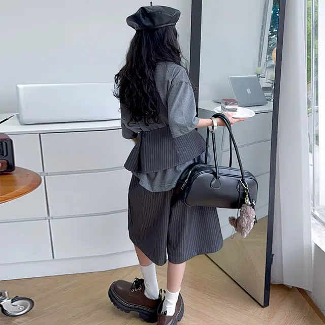 天才小熊休闲运动套装 女童夏季大童潮牌小孩衣服 小女孩短袖洋气时髦 漂亮 甜美时尚