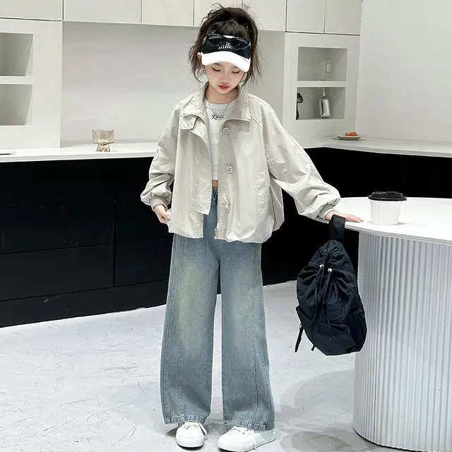 天才小熊休闲运动套装 女童春秋季韩版大童潮牌小孩衣服 小女孩短袖洋气时髦 舒适帅气轻便