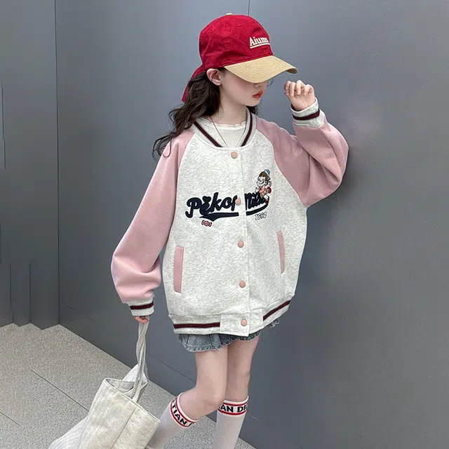 天才小熊休闲运动套装 女童春秋季棒球大童潮牌小孩衣服 小女孩短袖洋气时髦 舒适帅气轻便