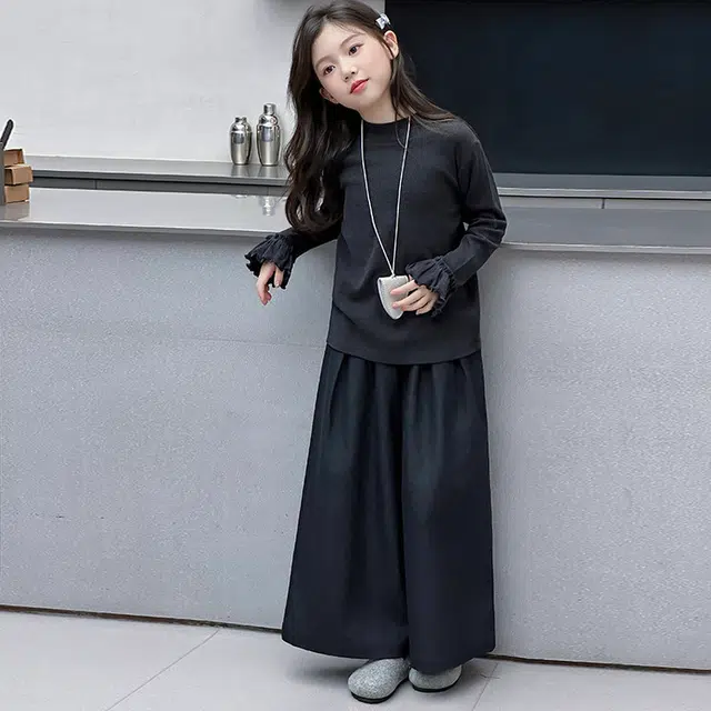 天才小熊休闲运动套装 女童春秋季时髦牛仔打底大童潮牌小孩衣服 小女孩短袖洋气 舒适帅气轻便