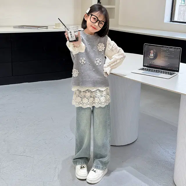 天才小熊休闲运动套装 女童春秋季大童潮牌小孩衣服 小女孩短袖洋气时髦 舒适帅气轻便 亲肤