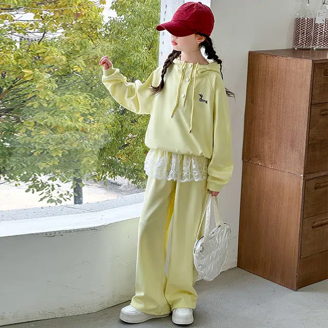 天才小熊休闲运动套装  女童春秋季时尚卡通大童潮牌小孩衣服 小女孩短袖洋气时髦 舒适帅气轻便