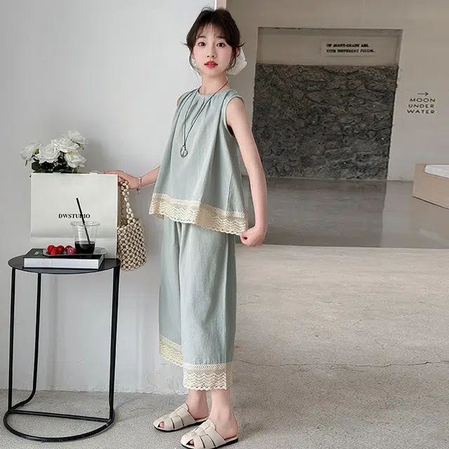 天才小熊休闲运动套装 女童夏季大童潮牌小孩衣服 小女孩短袖洋气时髦 漂亮 甜美 潮流