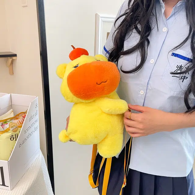 天才小熊 学生书包女初中韩系学院风 小众大高颜值背包 经典时尚设计 高级感 休闲拉链开合 丝绒 双肩包 常规 歪头