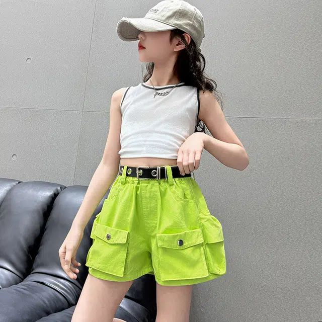 天才小熊女童夏季运动裤大童潮牌小孩衣服 青少年 网红多口袋工装短裤 洋气时髦 韩版直筒板