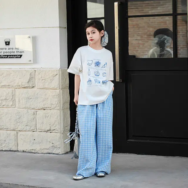 天才小熊休闲运动套装 女童夏季大童潮牌小孩衣服 小女孩 印花短袖 洋气时髦 漂亮 甜美