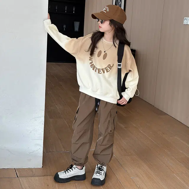 天才小熊休闲运动套装 女童春秋季大童潮牌小孩衣服 小女孩短袖洋气时髦 舒适帅气轻便时尚潮流百搭