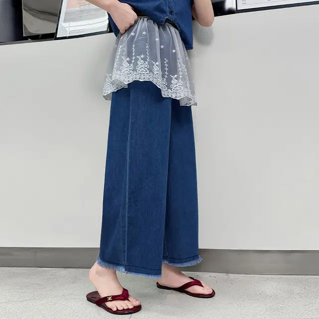 天才小熊休闲运动套装 女童夏季大童潮牌小孩衣服 小女孩 蕾丝牛仔 洋气时髦 漂亮 甜美舒适