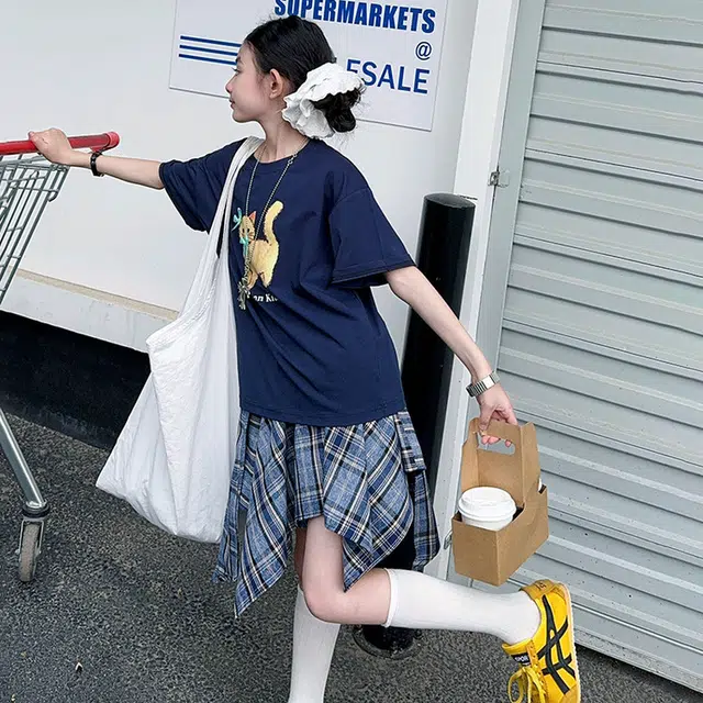 天才小熊休闲运动套装 女童夏季大童潮牌小孩衣服 小女孩短袖洋气时髦 漂亮 甜美
