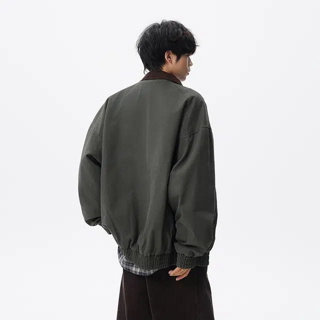 假日伯爵 秋冬季长袖男装气质小众设计学生痞帅流行简约慵懒文艺宽松休闲外套夹克 男女同款