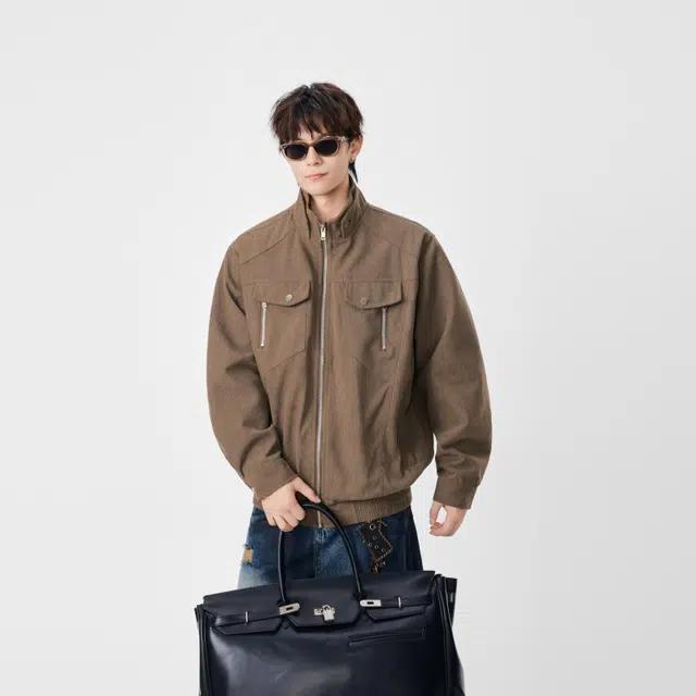 假日伯爵 美式复古高街痞帅机能风工装外套男潮牌高级感多口袋立领小众袖口褶皱设计感潮流宽松休闲夹克 男女同款