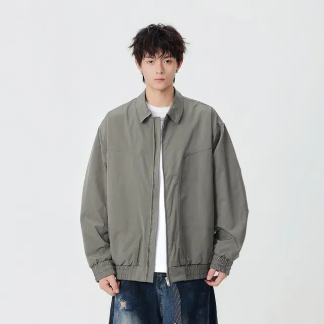 假日伯爵 轻奢高级感秋季款百搭翻领上衣外套美式复古潮流宽松休闲工装短款皮衣纯色男士飞行员夹克 男女同款