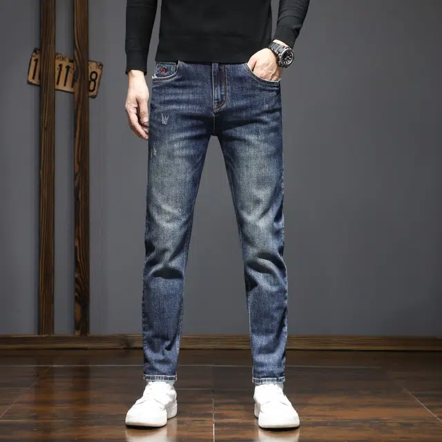 假日伯爵 美式高街复古水洗直筒阔腿长裤潮牌日常通勤休闲宽松时尚简约轻奢百搭舒适棉弹亲肤柔软基础款男士牛仔裤 男款