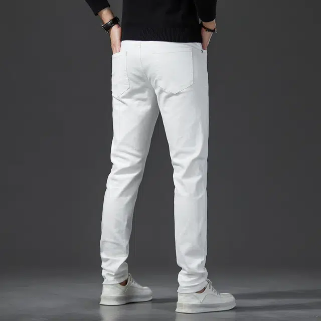 假日伯爵 美式高街水洗纯色基础款百搭潮流棉弹舒适柔软亲肤显高窄版高级感设计合身休闲微喇男士长裤牛仔裤 男款