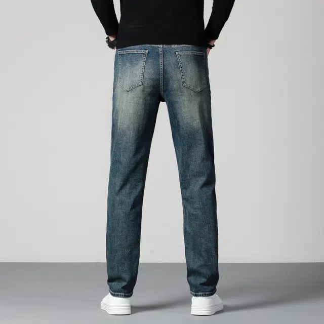 假日伯爵 美式高街复古水洗修身直筒显高显瘦长裤男士潮牌日常通勤休闲时尚简约百搭棉弹舒适柔软亲肤牛仔裤 男款