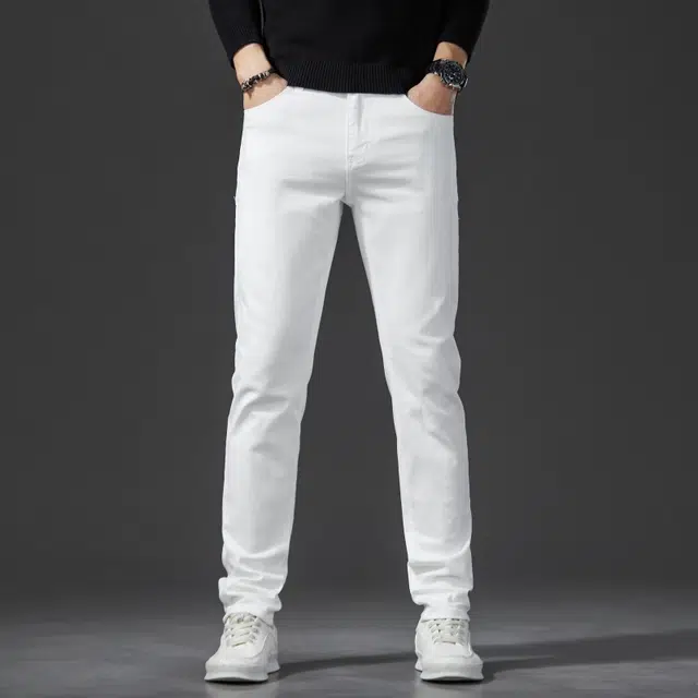 假日伯爵 美式高街水洗纯色基础款百搭潮流棉弹舒适柔软亲肤显高窄版高级感设计合身休闲微喇男士长裤牛仔裤 男款