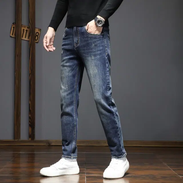 假日伯爵 美式高街复古水洗直筒阔腿长裤潮牌日常通勤休闲宽松时尚简约轻奢百搭舒适棉弹亲肤柔软基础款男士牛仔裤 男款