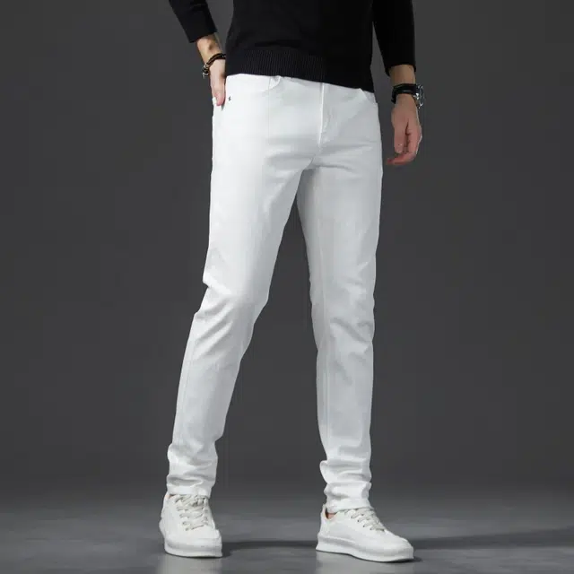 假日伯爵 美式高街水洗纯色基础款百搭潮流棉弹舒适柔软亲肤显高窄版高级感设计合身休闲微喇男士长裤牛仔裤 男款