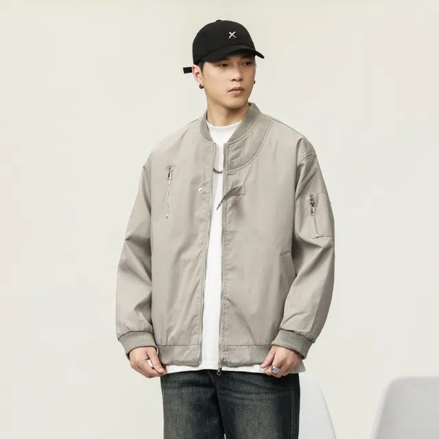 假日伯爵 美式高街嘻哈街头防风防寒保暖基础款简约休闲百搭宽松棒球领飞行员长袖外套夹克 男款