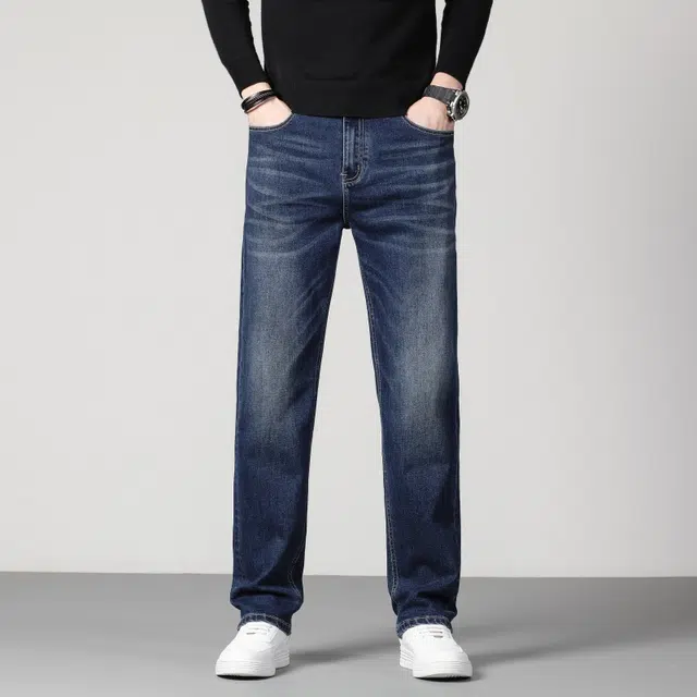 假日伯爵 美式高街复古做旧水洗直筒修身休闲时尚简约百搭棉弹亲肤舒适柔软日常通勤男士长裤牛仔裤 男款