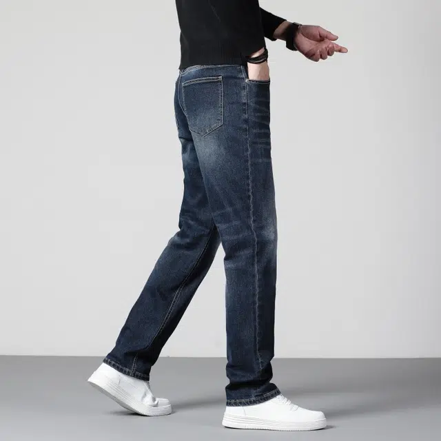 假日伯爵 美式高街复古做旧水洗猫须工艺直筒修身休闲时尚简约百搭棉弹亲肤舒适柔软日常通勤男士长裤牛仔裤 男款