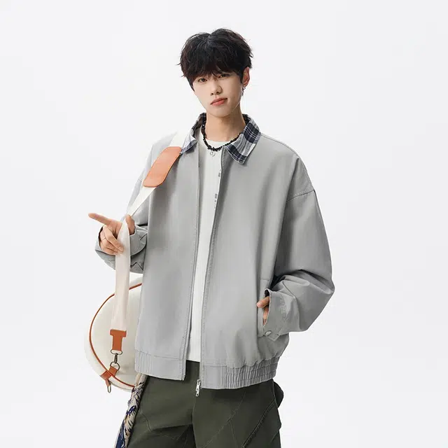 假日伯爵 美式纯色简约翻领百搭休闲通勤高品质外套潮流时尚春秋季宽松夹克 男女同款