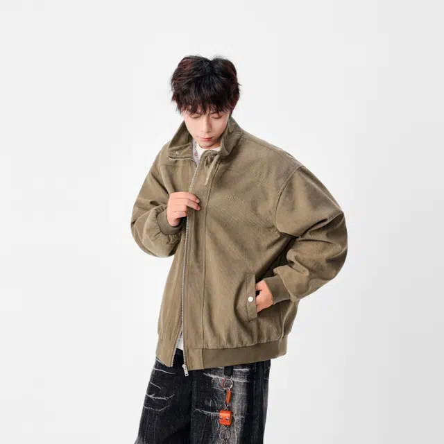 假日伯爵 轻奢高级潮牌经典硬汉穿搭复古双边大口袋设计秋季款立领痞帅机车服工装皮衣外套夹克 男女同款