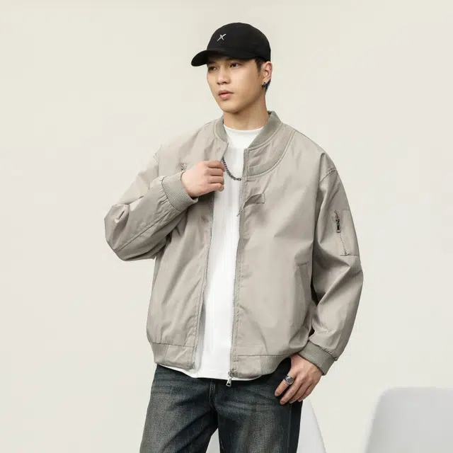 假日伯爵 美式高街嘻哈街头防风防寒保暖基础款简约休闲百搭宽松棒球领飞行员长袖外套夹克 男款