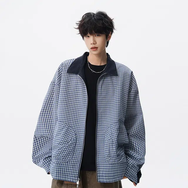 假日伯爵 秋季长袖男装痞帅气质小众设计学生流行简约慵懒文艺宽松休闲外套夹克 男女同款