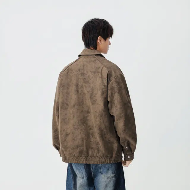 假日伯爵 轻奢潮流高级感秋季款百搭翻领上衣外套美式复古宽松休闲工装纯色男士飞行员夹克 男女同款