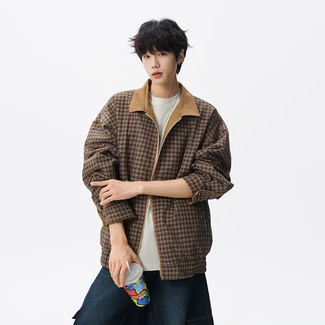 假日伯爵 早秋长袖男装痞帅气质小众两面穿设计学生流行简约慵懒文艺宽松休闲外套夹克 男女同款