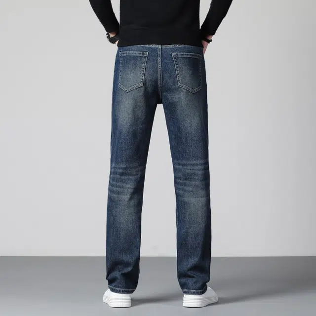 假日伯爵 美式高街复古做旧直筒阔腿长裤潮牌日常通勤休闲宽松时尚简约轻奢百搭舒适棉弹亲肤柔软基础款男士牛仔裤 男款