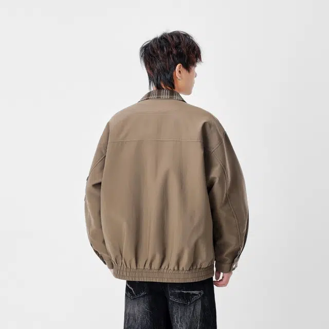 假日伯爵 美式复古重磅男士户外痞帅机能风多口袋设计感单排扣拼接防水工装格子条纹翻领潮流宽松休闲外套夹克 男女同款